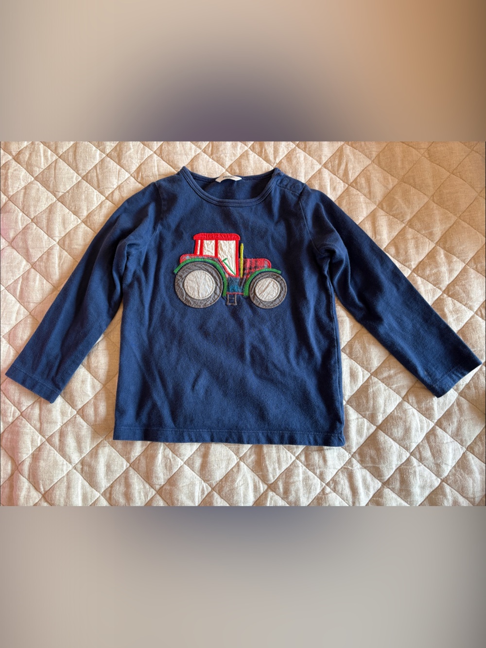 Baby Boden Navy Crewneck Tee with Woven Logo Tag